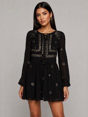 rococo sand black lace dress Rococo Sand NWT Eliza Black Lace Maxi Cutout Dress Size Medium